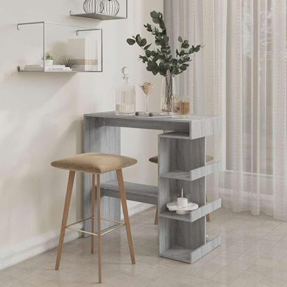 Sonoma Grey Engineered Wood Bar Table with Storage Racks, 39.4 x 19.7 Inch Kitchen Counter Height for Dining Room, Living Room, Modern Sturdy Pub Table for Small Space, Easy Assembly