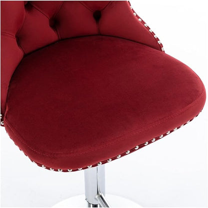 Swivel Velvet Barstools Adjusatble Seat Height from 25-33 Inch, Modern Upholstered Chrome Base Bar Stools with Backs Comfortable Tufted for Home Pub and Kitchen Island（Burgundy,Set of 2）