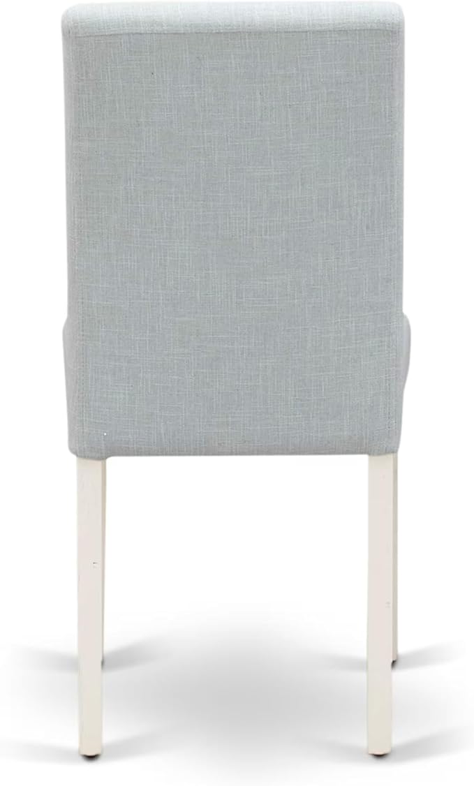 East West Furniture ABP0T15 Abbott Parson Dining Chairs - Baby Blue Linen Fabric Upholstered Chairs, Set of 2, Linen White
