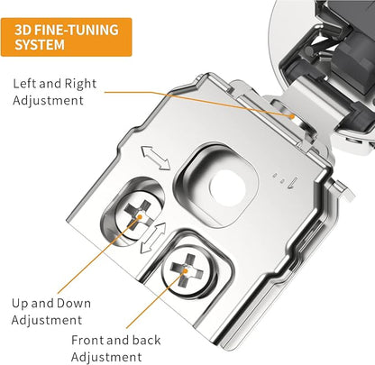 Chibery 60 Pack 1" Overlay 3D Soft Close Concealed Hinge for Face Frame Door, Smooth Slow Self Closing Hinges, Satin Nickel, Hidden 105° Open Angle Stainless Steel Hinge for Kitchen Cabinet Door