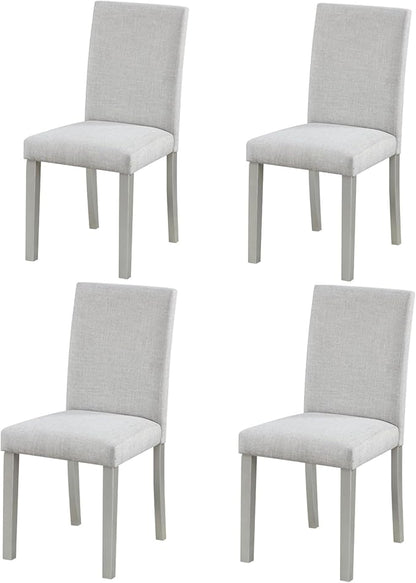 Ball & Cast Upholstered Dining-Room Chairs Set of 4, Kitchen Island Chair with Linen Padded Seat & Silver Wood Legs, 4pcs Modern Armless Side-Chair for Dining, Gray