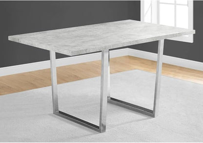 Rectangular Dining Table with Grey Laminate Top and Chrome Metal Legs for Kitchen or Dining Room