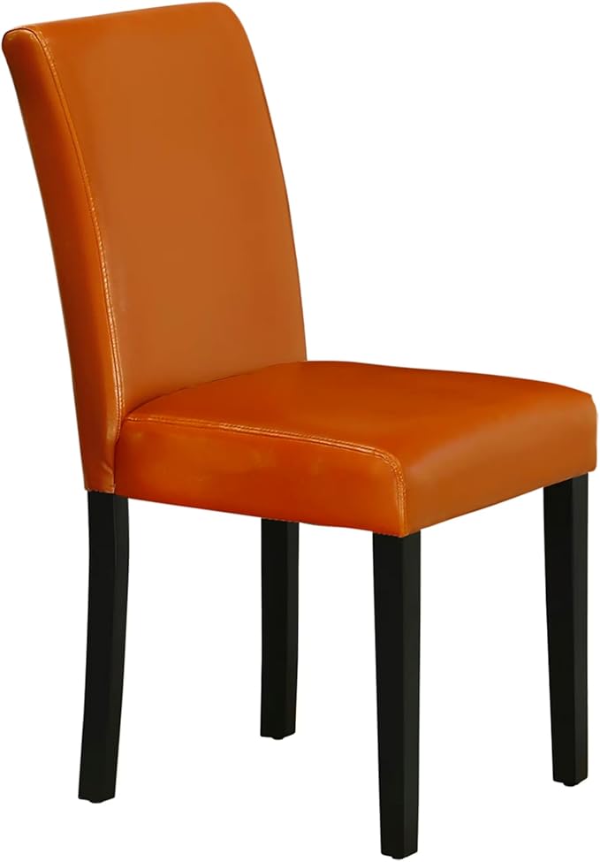 East West Furniture ABP1T61 Abbott Parson Dining Chairs - Baked Bean Faux Leather Upholstered Chairs, Set of 2, Black