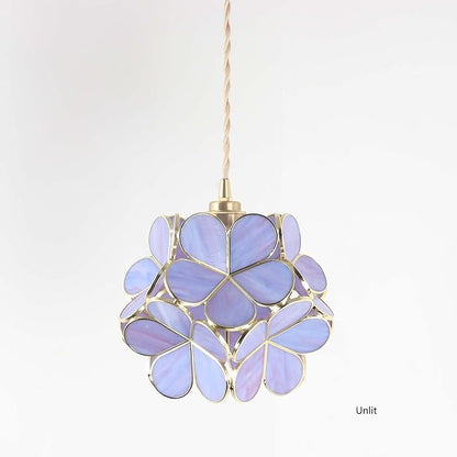 Bieye L11055 Petals Tiffany Style Stained Glass Ceiling Pendant Light with 8-inch Wide Lampshade (Purple, 8" Cherry Blossom)