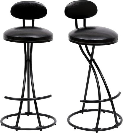 Bar Stools Upholstered Counter Height Barstools for Kitchen Island,Set of 2,Modern PU Leather Dining Chairs with Footrest,for Living Room