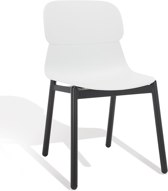 SAFAVIEH Couture Collection Abbie Retro White/Black Molded Plastic Dining Chair Set of 2