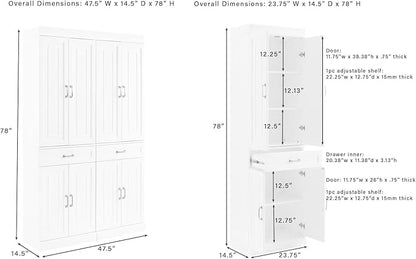 Crosley Furniture Stanton 2-Piece Pantry Storage Cabinet Set with Shelves, Kitchen, Dining, or Laundry Room, Coffee