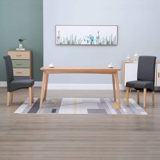 Modern Dining Chairs Set of 2 Gray Fabric and Wooden Frame Sturdy Kitchen and Living Room Accent Chairs for Farmhouse Home Furniture
