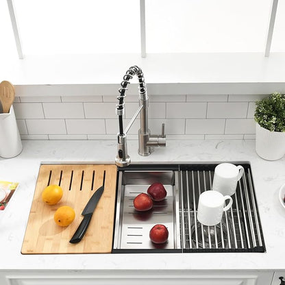 32 Inch Undermount Kitchen Sink Workstation - SZBAQTM 32x18 Inch Stainless Steel Undermount Sink Single Bowl 10'' Deep Handmade Kitchen sink with Cutting Board& Strainer