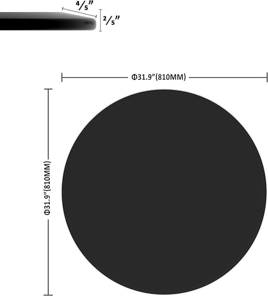 32 inch Round Glass Table Top - Black Tempered Glass Surface Protector - Safe 3/8" Thick Beveled Edge - Useful for Replacement,Dining Table, Patio, Coffee and End Table,Indoor & Outdoor