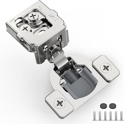 20 Pack 1 1/4" Overlay 3D Soft Close Hinges for Face Frame Kitchen Cabinet, 3 Way Adjust, Self Closing Concealed Cabinet Hinges-105 Degree