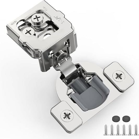 20 Pack 1 1/4" Overlay 3D Soft Close Hinges for Face Frame Kitchen Cabinet, 3 Way Adjust, Self Closing Concealed Cabinet Hinges-105 Degree