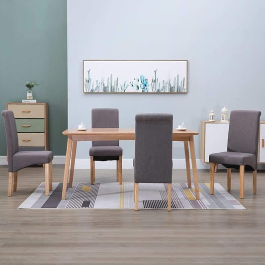 Modern Farmhouse Dining Chairs 4 Pcs Taupe Fabric and Wood Frame Set for Dining Room Kitchen Living Room Comfortable Sturdy Furniture