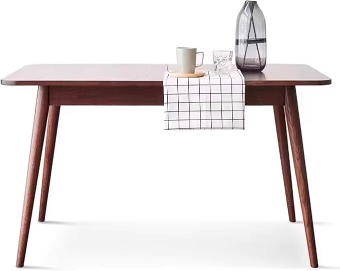 Solid Oak Extendable Dining Table for 4-6 People, 47.2 to 63 Inch, Seamless Expansion, Diagonal Legs, Farmhouse Kitchen Table for Small Spaces (Walnut)