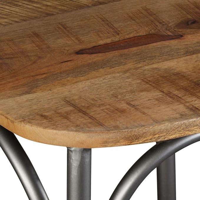Solid Mango Wood Dining Chairs Set of 2 Industrial Steel Frame Furniture for Kitchen Restaurant Living Room with Cross Back Design