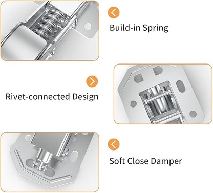 Chibery 20 Pack 90 Degree Soft Close Surface Mount Spring Hinges, Easy Installation No Pre-drilled, Noiseless Frameless Hidden Concealed Kitchen Cabinet Hinge for Cupboard Folded Replacement Hardware