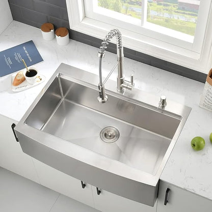 33 Inch Farmhouse Sink Drop In-VASOYO 33x22 Kitchen Sink Drop In Stainless Steel Farmhouse Sinks Workstation 16 Gauge Single Bowl Apron Front Farm Deep Top Mount Kitchen Sinks with Cutting Board