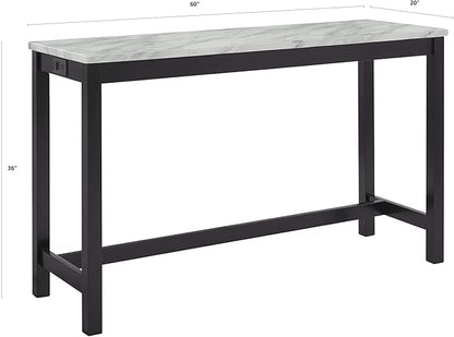 New Classic Furniture Celeste Faux Marble Theater Bar Table with 3 Bar Stool Set, Black Velvet with Black Base