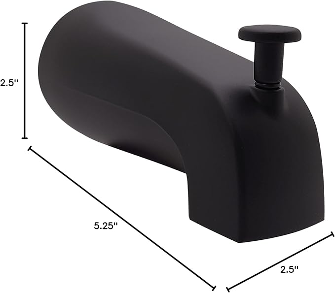 Westbrass E531D-1F-12 5-1/4" Reach Wall Mount Tub Spout with Front Diverter, Oil Rubbed Bronze