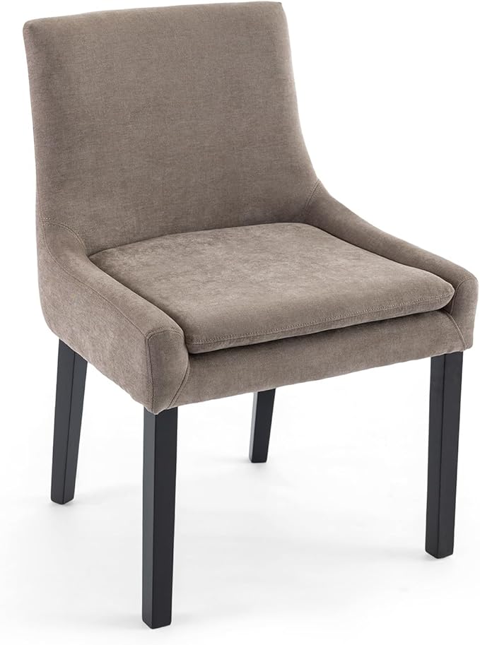 Dining Chairs Set of 2 – Extra Wide & Padded Fabric Dining Chairs with Solid Wood Legs, High-Density Foam Cushion, Mid-Back Modern Kitchen Chairs for Comfortable Everyday Use