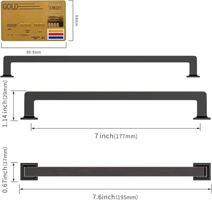 Amerdeco 10 Pack Oil Rubbed Bronze Cabinet Pulls 7 Inch Hole Centers Kitchen Cabinet Handles Cabinet Hardware Kitchen Handles for Cabinets Cupboard Handles Drawer Pulls ZH0019