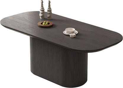 Miuuod 70.86" Extra Large Oval Dining Table for 4-8 People, Modern Kitchen Dining Room Table with Wave Base Legs, Contemporary Wood Table for Home Apartment Dark Grey