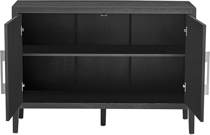 Merax Wood Farmhouse Buffet Sideboard with Metal Handles and 2 Doors, Coffee Bar Storge Cabinet Console Table for Living Room Bedroom Kitchen Hallway New Black