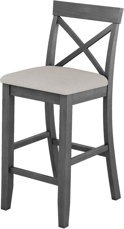 LUMISOL 3 Piece Pub Bar Table and Chair Set, Small Wood Counter Height Table Set, 3 Piece High Top Kitchen Table Set for Breakfast Nook, Gray