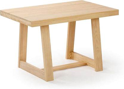 Plank+Beam 48 Inch Farmhouse Dining Table, Rustic Solid Wood Kitchen Table, Dinner Table for Dining Room, Home Office Furniture, Blonde Wirebrush