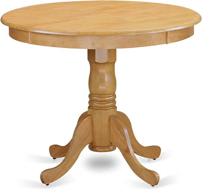 East West Furniture ANTI5-OAK-LC 5 Piece Dining Room Furniture Set Includes a Round Kitchen Table with Pedestal and 4 Faux Leather Upholstered Dining Chairs, 36x36 Inch, Oak