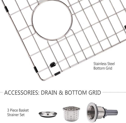 Stainless Steel Undermount Bar Sink, 15 x 17 Inches Small Wet Bar Undermount 16 Gauge SUS304 Brushed Nickel Single Bowl Outdoor Kitchen Sink