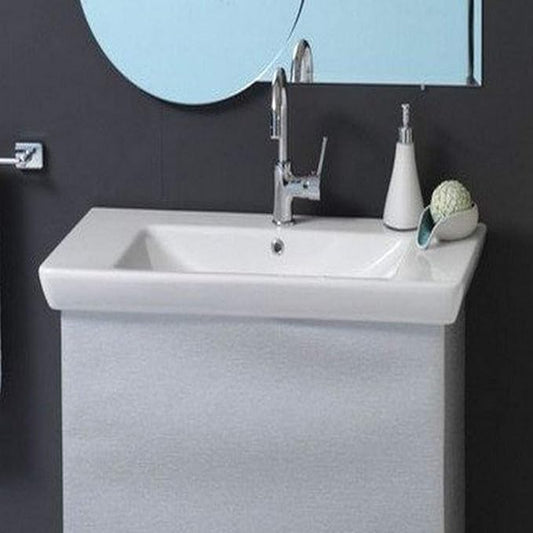 CeraStyle 068300-U-One Hole Porto Rectangular Ceramic Wall Mounted/Self Rimming Sink, White