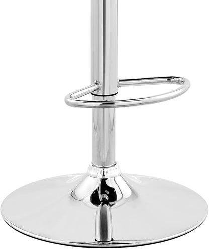 Armen Living Brock Modern Adjustable Height Swivel Gray Faux Leather and Walnut Wood Bar Stool with Chrome Base for Kitchen Island Counter
