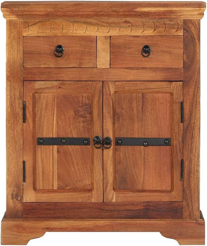 Acacia Wood Sideboard 11.8"x24.8"x29.5", 2 Drawer 2 Door Buffet Console for Living/Dining/Kitchen