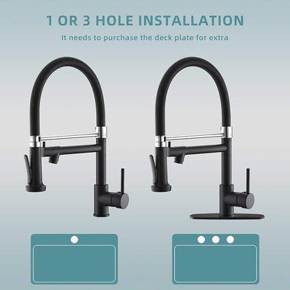 Pull Down Kitchen Faucet with Sprayer,Fapully Commercial Black Spring Kitchen Sink Faucet with Brushed Nickel