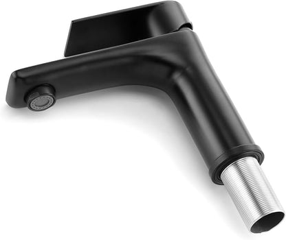SUMERAIN Stainless Steel Bathroom Sink Faucet Lead-Free Matte Black Lavatory Faucet Single Handle