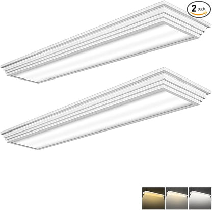 FAITHSAIL Dimmable 4FT LED Wraparound Light, 3 Color Temperature 3000K/4000K/5000K CCT 50W 5500LM 4 Foot Kitchen LED Light Fixture, Flush Mount 48 Inch Linear Ceiling Lighting Fixture, 2 Pack