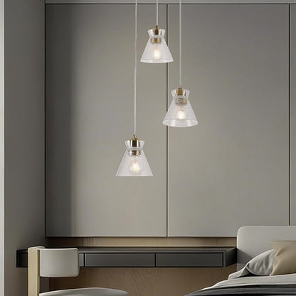 Gold Kitchen Island Pendant Light, 3-Light Farmhouse Chandelier with Seeded Glass Shades, Adjustable Hanging Light for Dining Room,Bedroom