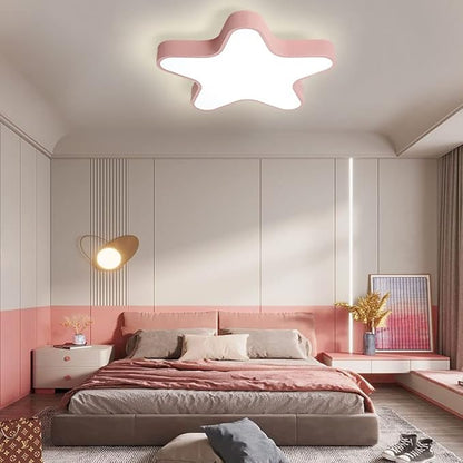 LED Ceiling Light Fixture, Modern Pentagram Recessed Ceiling Lights, 3000K-6000K Dimmable Light, Close to Lighting Flush Mount Living Room Pendant Lamps (Pink, 20inch)