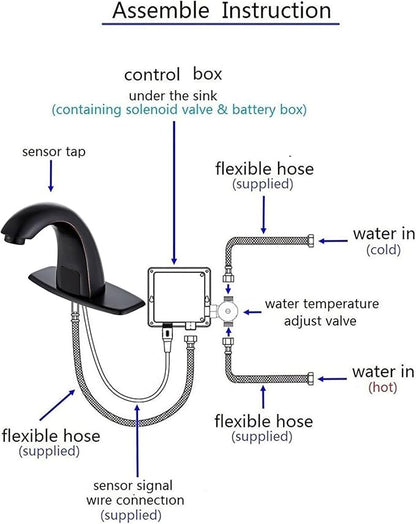 Touchless Bathroom Sink Faucet Oil Rubbed Bronze - Automatic Motion Sensor Battery Opertated for Commercial Lavatory Bathroom