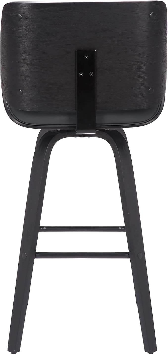 Armen Living Tyler 30" Bar Height Swivel Gray Faux Leather and Black Wood Bar Stool - Set of 3