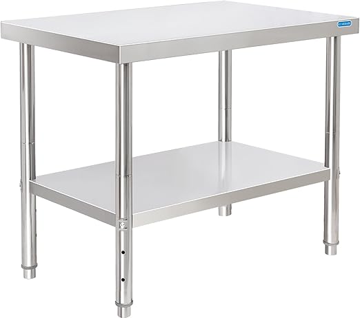 KUARBARR Stainless Steel Table for Prep & Work with Undershelf 24 x 36 Inches NSF Metal Commercial Kitchen Prep Table with Adjustable Under Shelf Worktable for Restaurant Home Outdoor