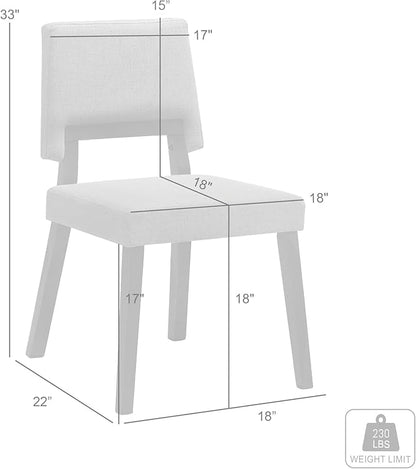Armen Living Channell Wood Dining Chair in Walnut Finish with Charcoal Fabric - Set of 2