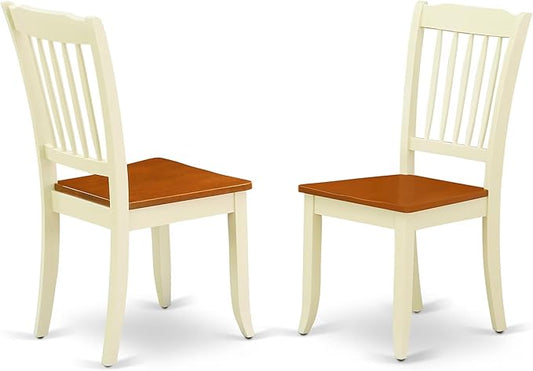 East West Furniture DAC-BMK-W Danbury Dining Chairs - Slat Back Wooden Seat Chairs, Set of 2, Buttermilk & Cherry