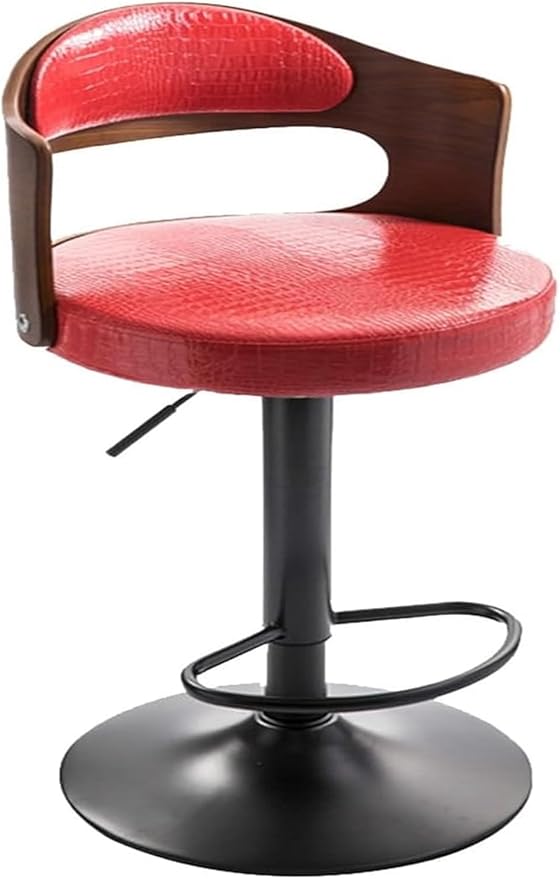Adjustable s with Back, Upholstered Stools with Footrest and Armrests for Kitchen Island and Counter Height Dining,/Red a