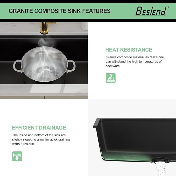 28 Granite Composite Kitchen Sink - 28x19 Inch Black Granite Kitchen Sink Undermount Black Quartz Sinks Ledge Workstation Classic Under Counter Single Bowl Basin