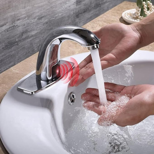 Charmingwater Touchless Bathroom Sink Faucet with Thermostatic Valve, Motion Automatic Sensor Faucet with Hole Cover Plate, Chrome