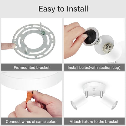 BoostArea LED 2 Light Track Lighting Kit, LED Track Lighting Fixtures, White Round Ceiling Spot Lighting, Flexibly Rotatable Light Head for Kitchen, Living Room, Bedroom, GU10 Bulb Not Included