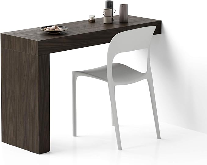 Mobili Fiver, Evolution Dining Table with One Leg 47.2 x 15.7 in, Dark Walnut, Made in Italy