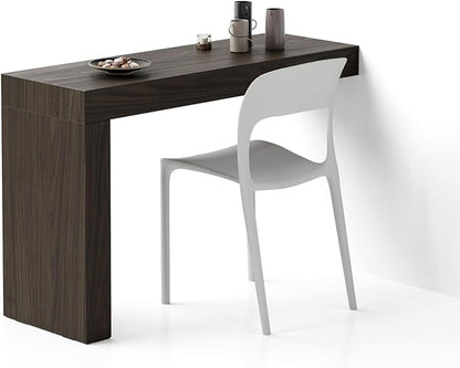 Mobili Fiver, Evolution Dining Table with One Leg 47.2 x 15.7 in, Dark Walnut, Made in Italy